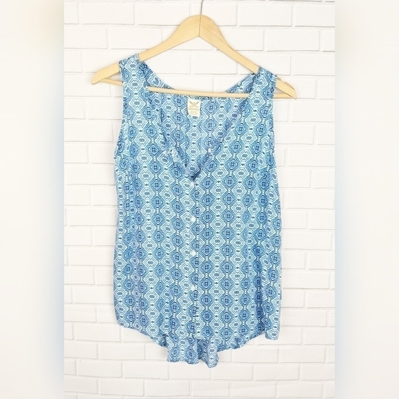 Faded Glory Blue Patterned Flowy Tank Top Size S - Picture 1 of 4